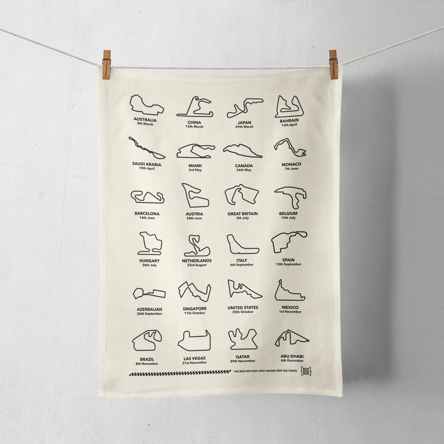 2026 Grand Prix Tea Towel - Tracks