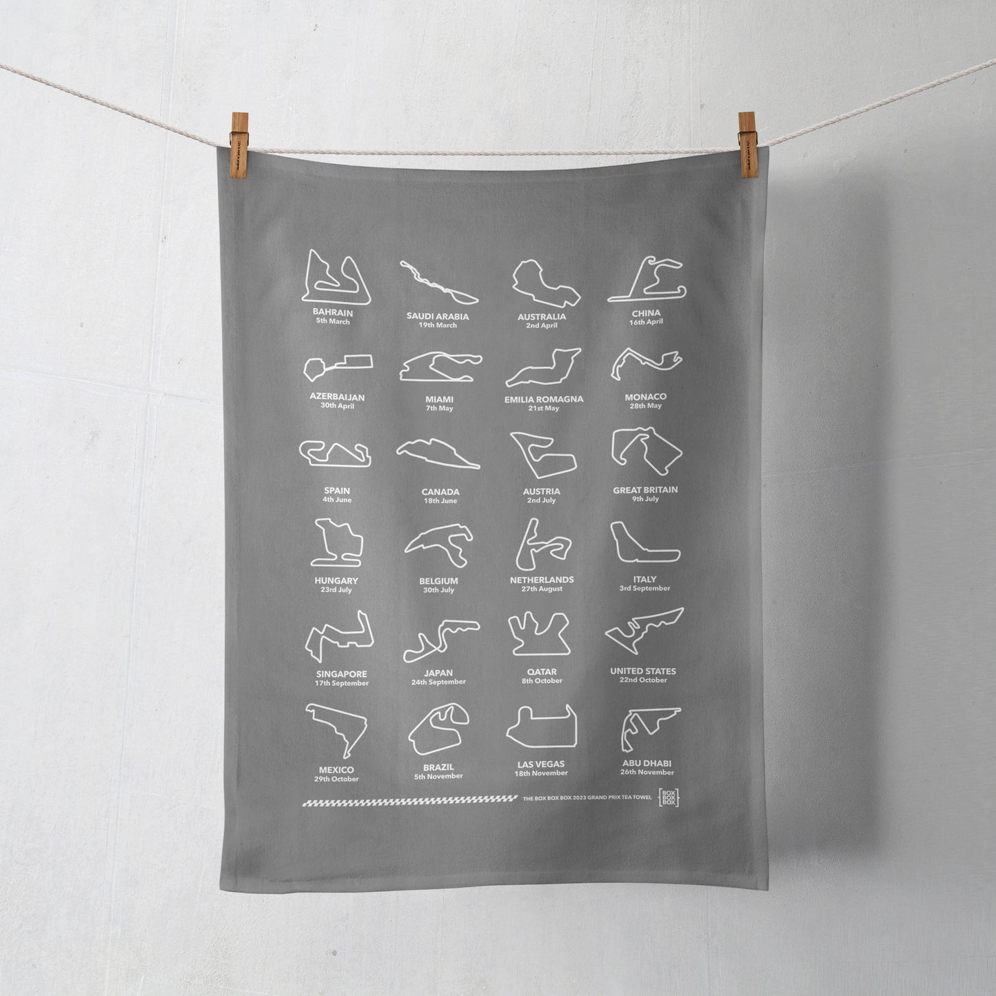 2023 Grand Prix Tea Towel Grey