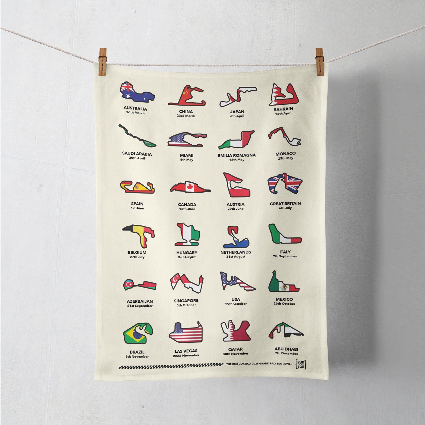 2025 Grand Prix Tea Towel - Flags