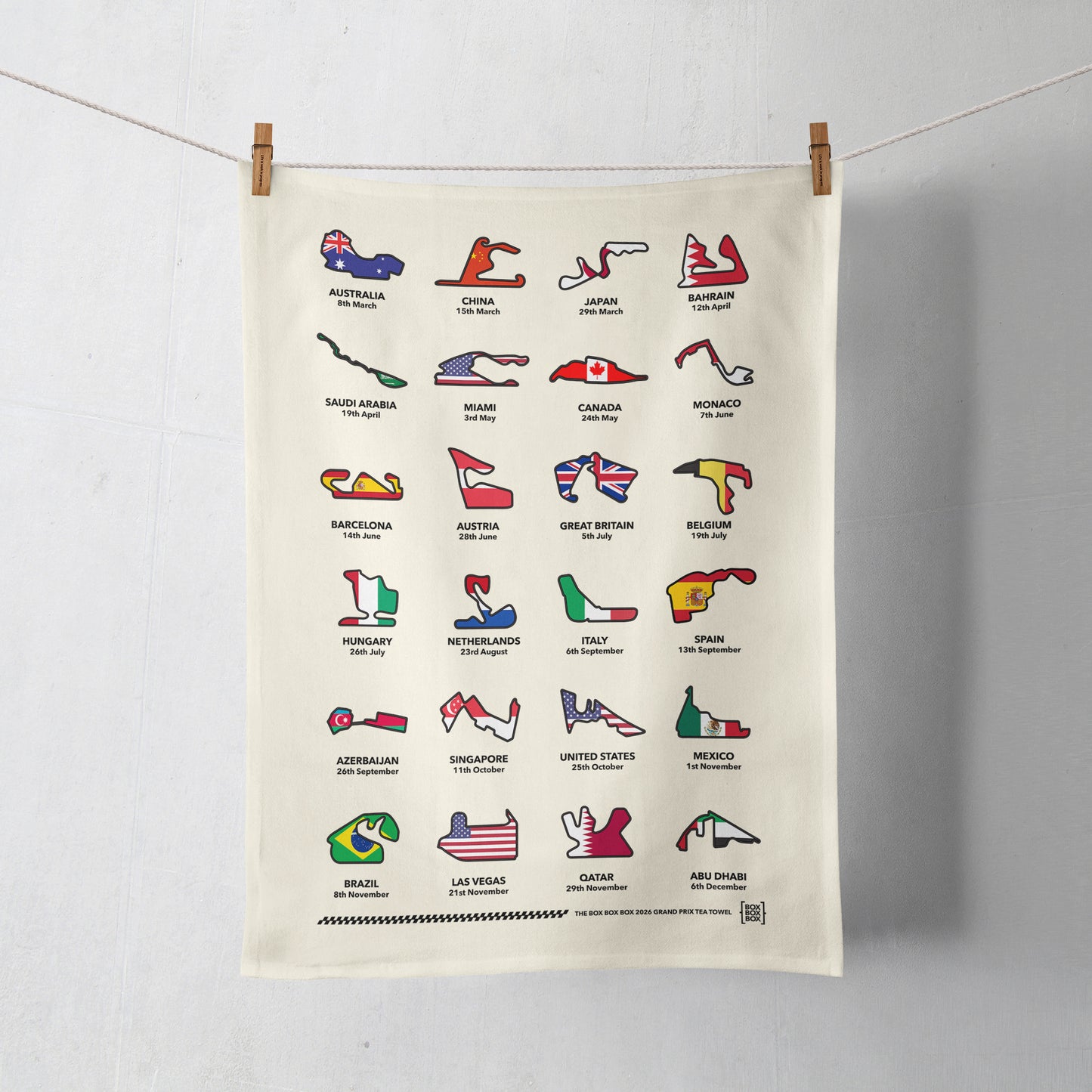 2026 Grand Prix Tea Towel - Flags